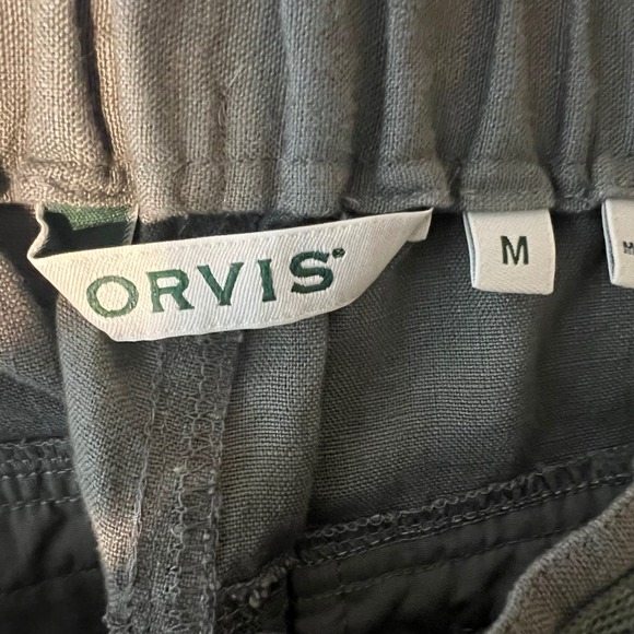 Orvis Womens Linen Wide Leg Pants Size M Pull On Olive Green Casual Trousers - Picture 2 of 8